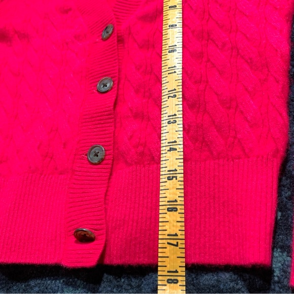 J Crew Cashmere shrunken cable-knit cardigan sweater, Small, Neon Pink, V-neck - Picture 5 of 10